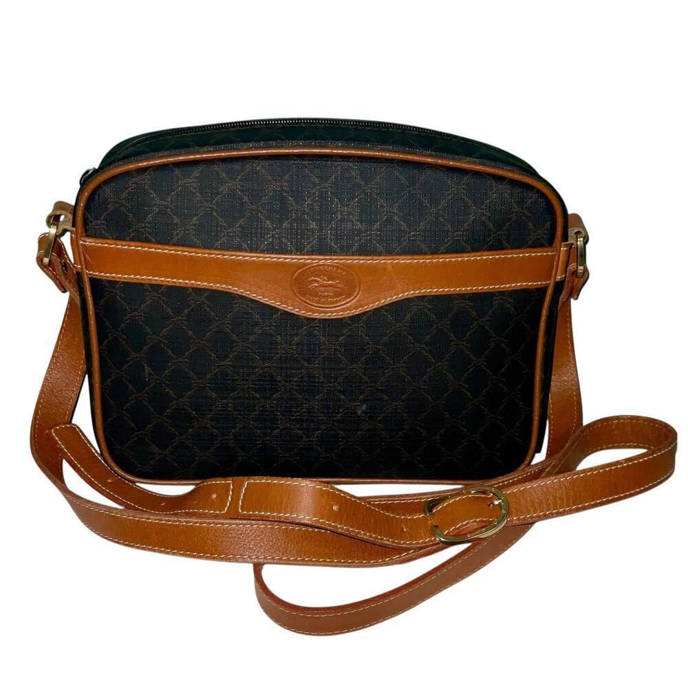 Longchamp Vintage Bag Black Grey Caramel Crossbody Bag